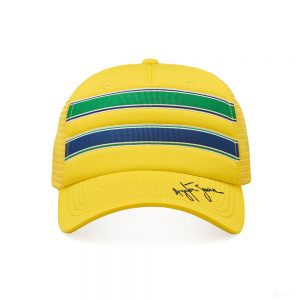 Ayrton Senna Stripe Trucker Cap - Yellow
