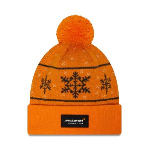 McLaren New Era 23 Seasonal Christmas Snowflake Beanie - Papaya